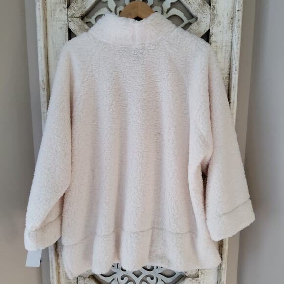 Architect Women's Plus 2X Sherpa Mock Neck Fleece Pullover Top in Egret - Picture 6 of 6